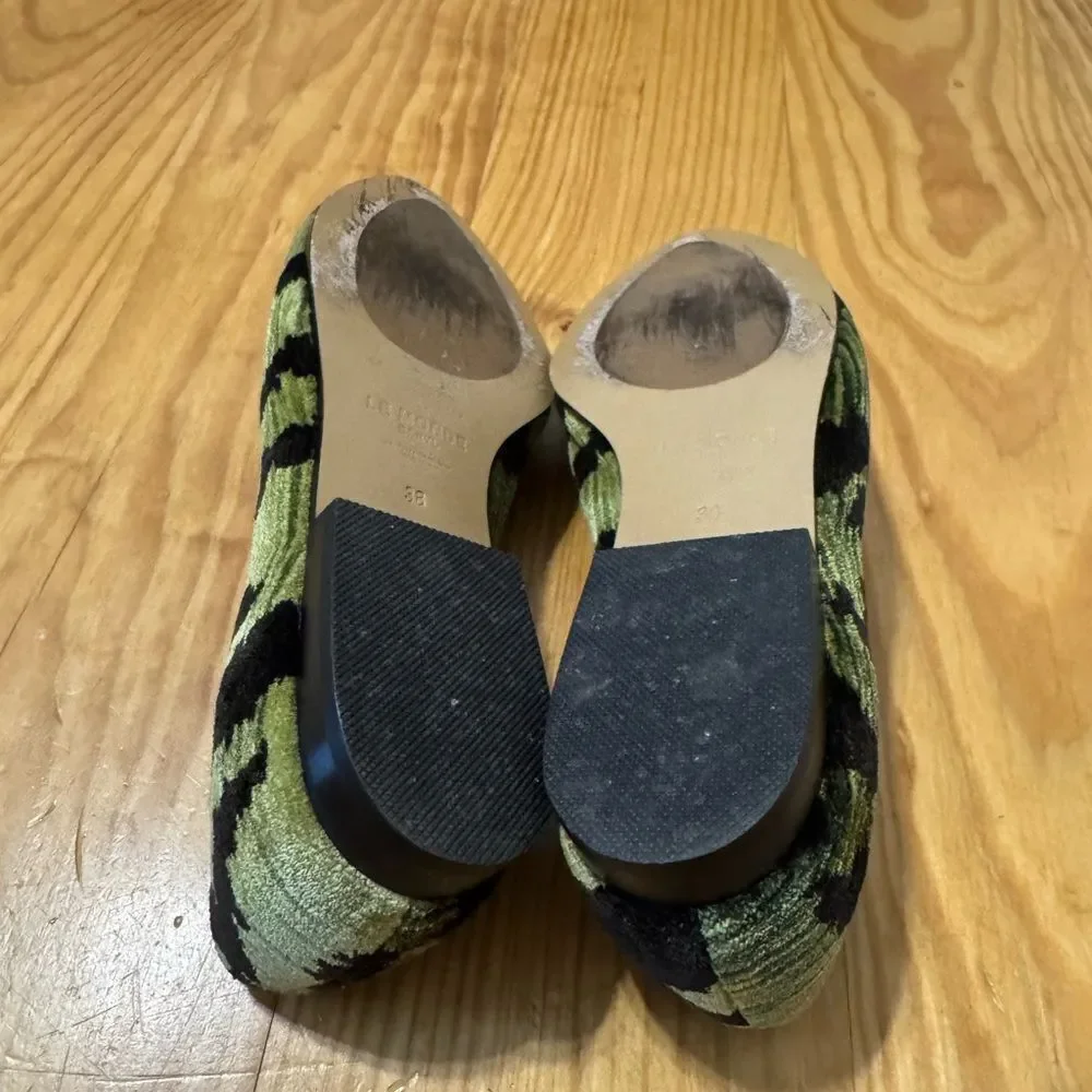 Le Monde Beryl Tiger Print Bevilacqua Velvet Venetian Slippers Green Women’s 38